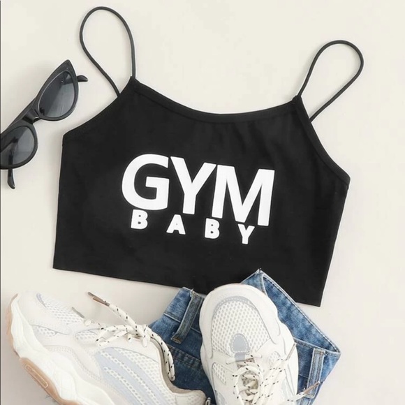 NWT Shein: Extra Large Baby Girl Black Strap Crop Tank - Picture 1 of 8